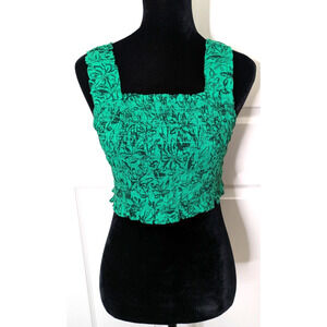 Women's Maternity Copped Tank Green Print Size Small